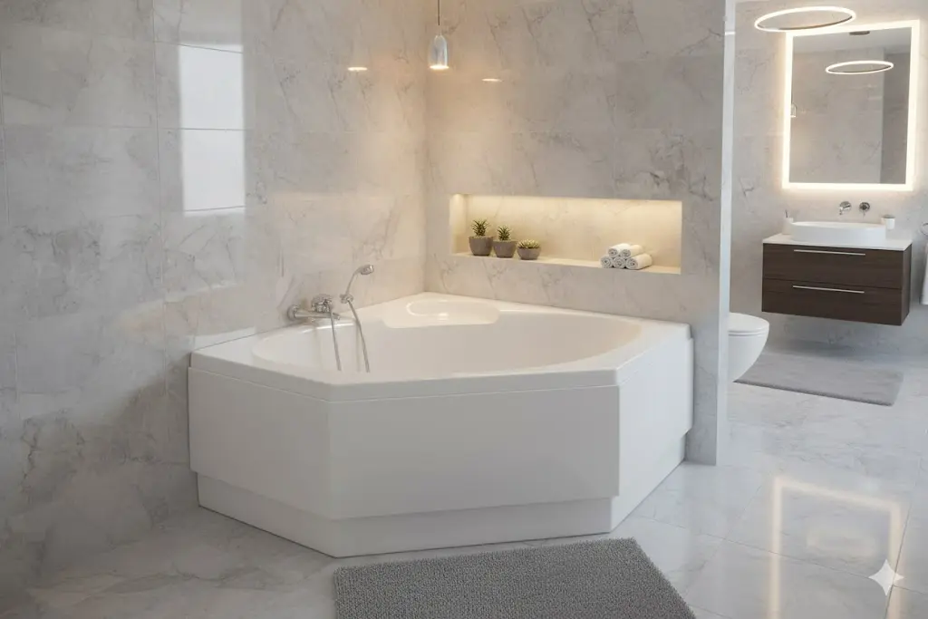 بانيو كونتور 135x135 سم بالجانب ابيض ايديال ستاندرد