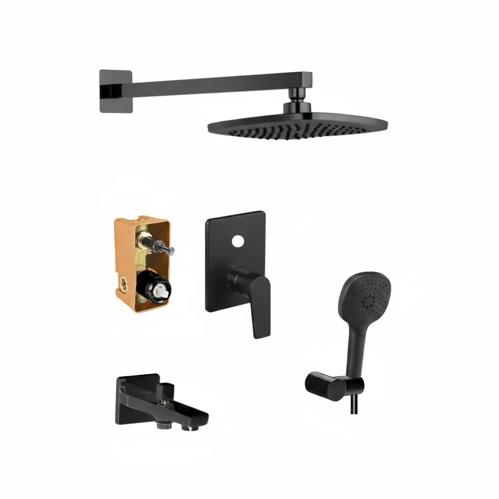 مجموعة دش دفن أوتوماتيكي أسود أزور كونفورPU156807124 من بيورتي 