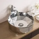 حوض ديكور دائري فوق سطح افقي كروم مستورد