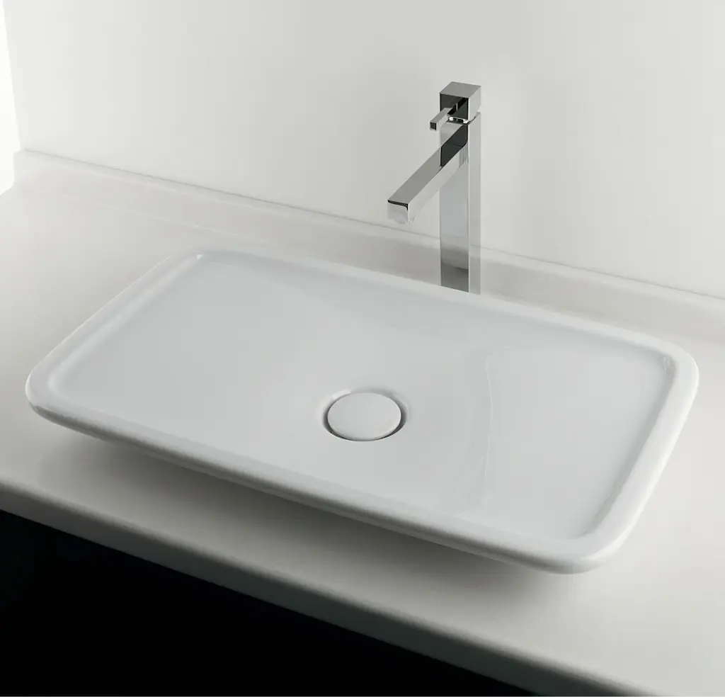 حوض بيورافيدا 70 سم مسطح فوق سطح افقي ابيض من ديورافيت