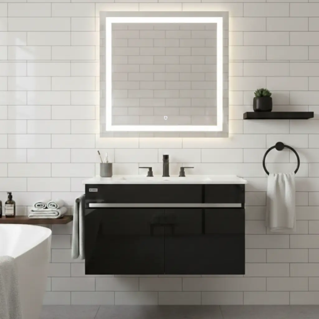 وحدة موبيليا 8001 بلاك بحوض ابيض مستورد