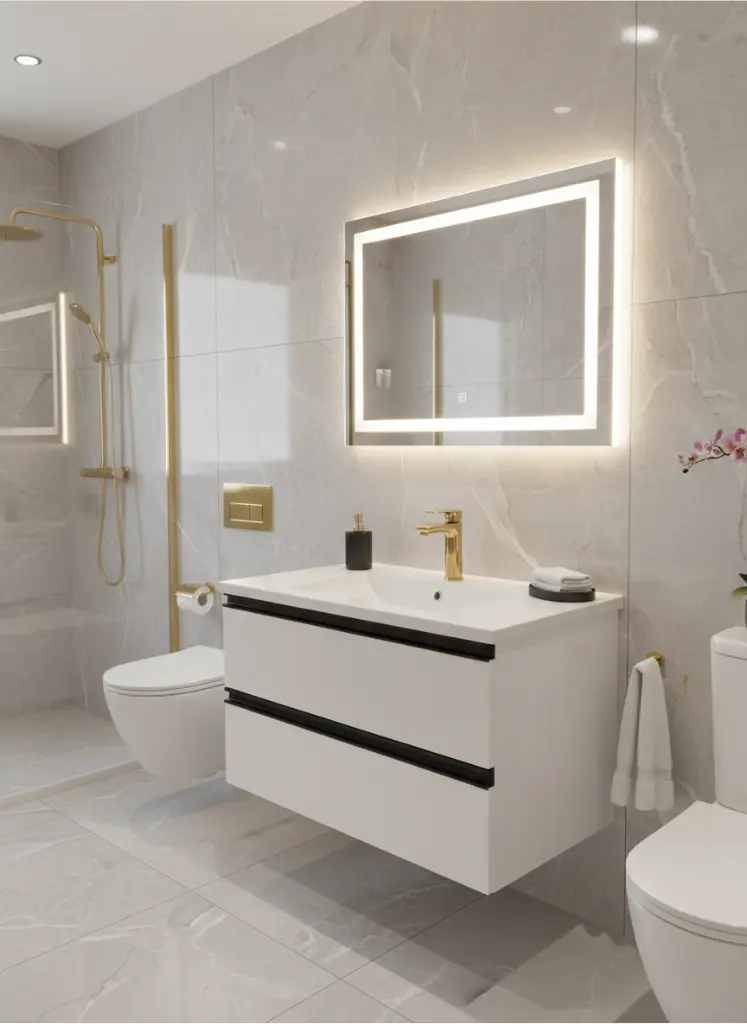 وحدة موبيليا 8005 وايت بحوض ابيض مستورد