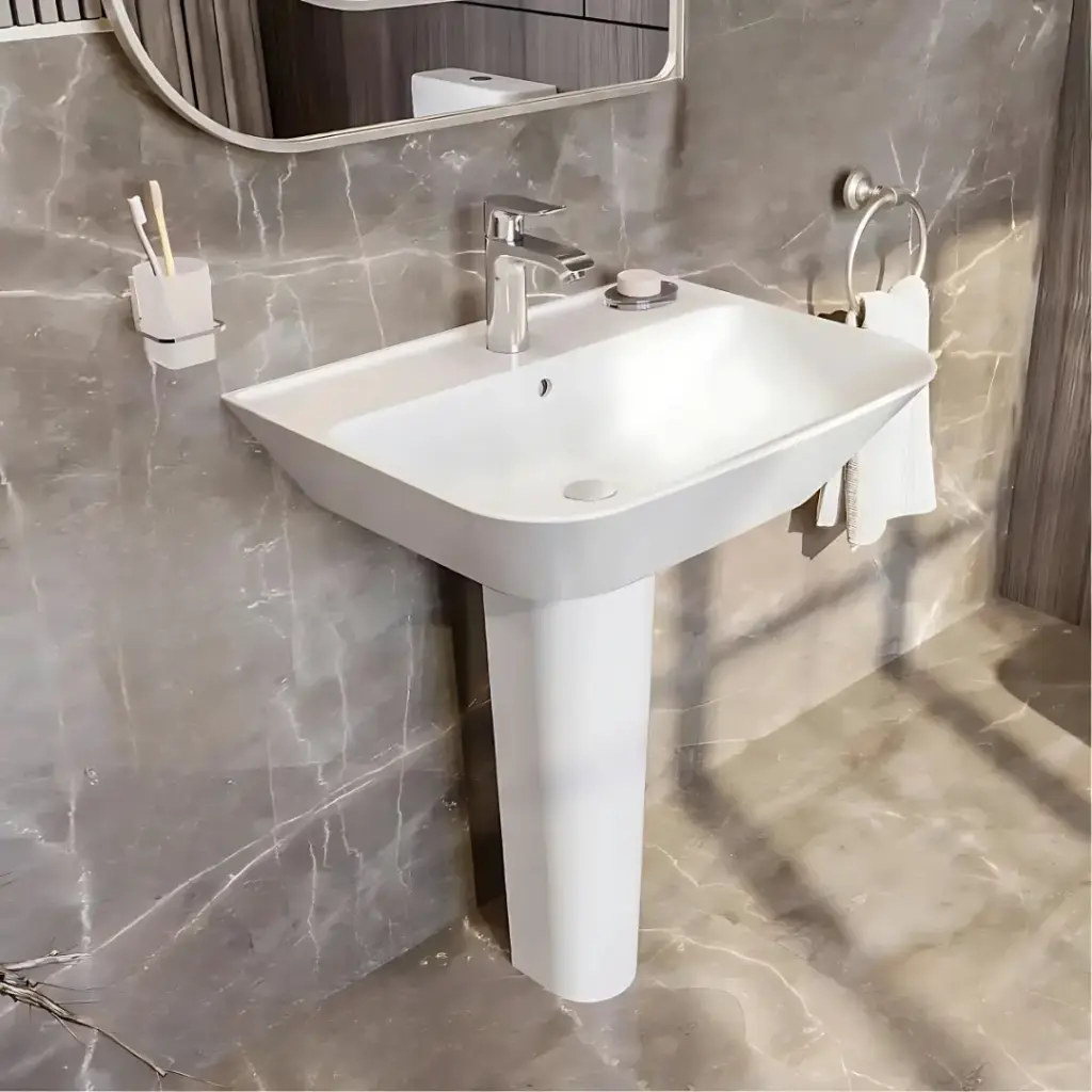 حوض ماجنوس 65 سم بعامود كامل ابيض من سانيبيور