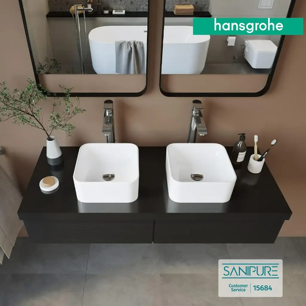 حوض اوبن تايد Q اوفر توب 30 سم ابيض من هانزجروهي