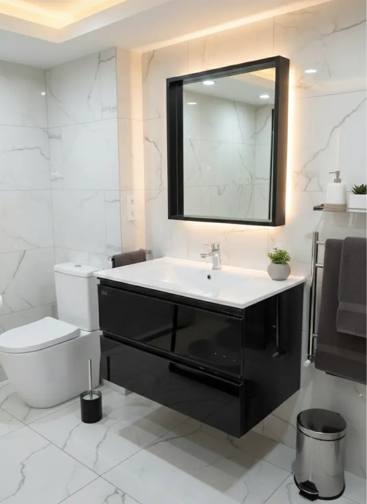 وحدة موبيليا 8005 بلاك بحوض ابيض مستورد