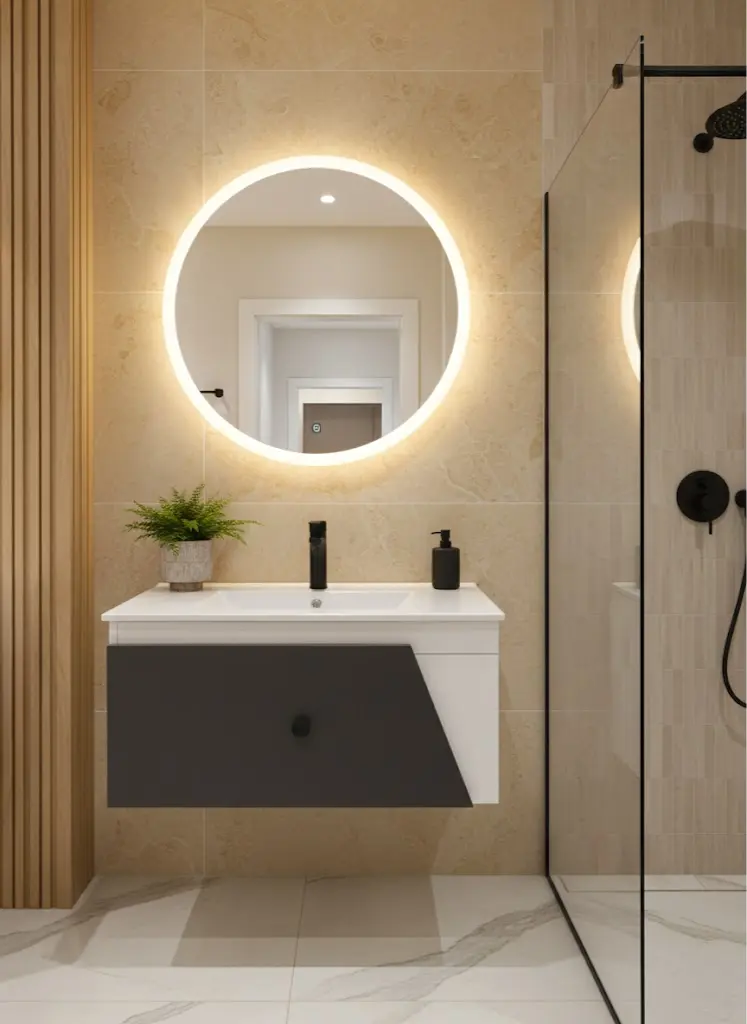 وحدة موبيليا 8023 دارك جراي بحوض ابيض مستورد