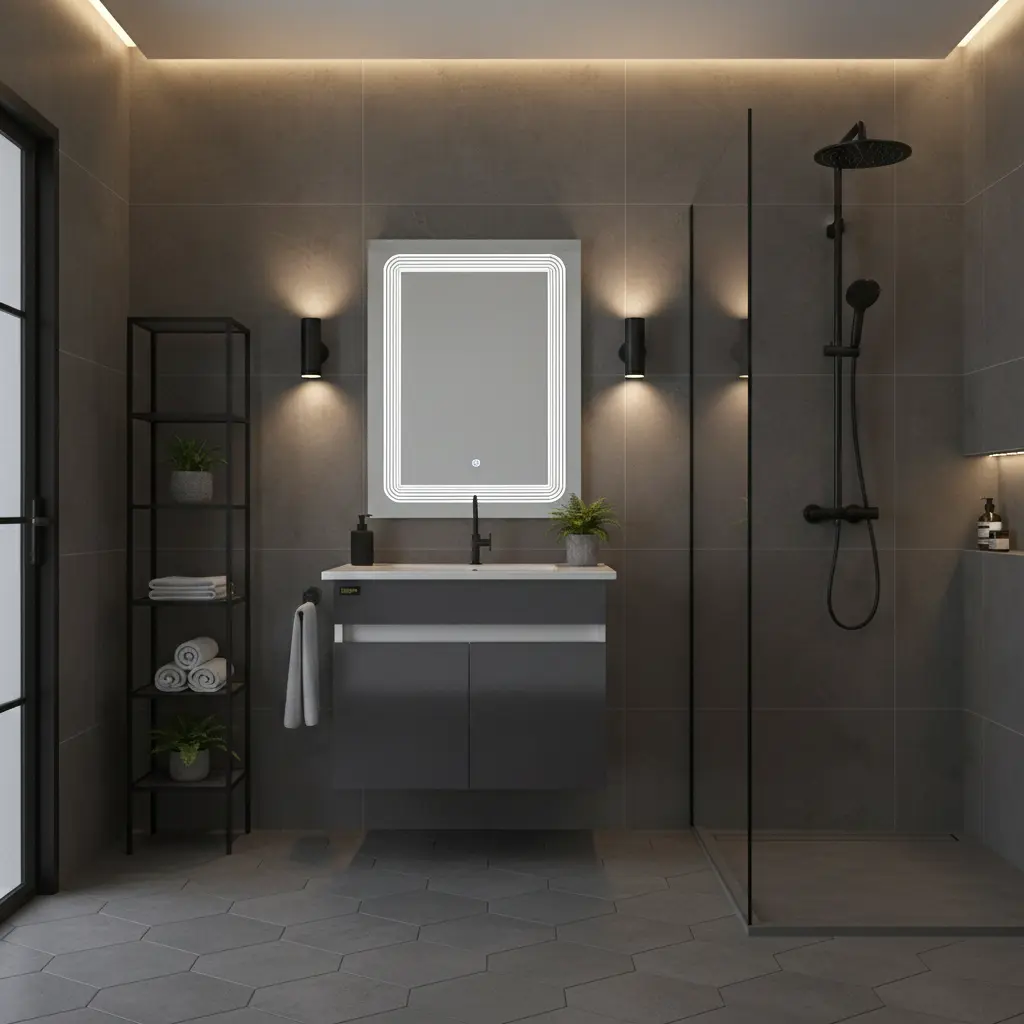 وحدة موبيليا 6001 لايت جراي بحوض ابيض مستورد