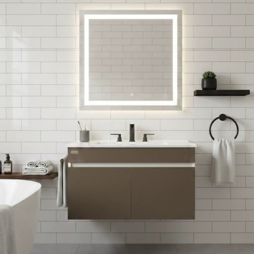 وحدة موبيليا 8001 لايت براون بحوض ابيض مستورد