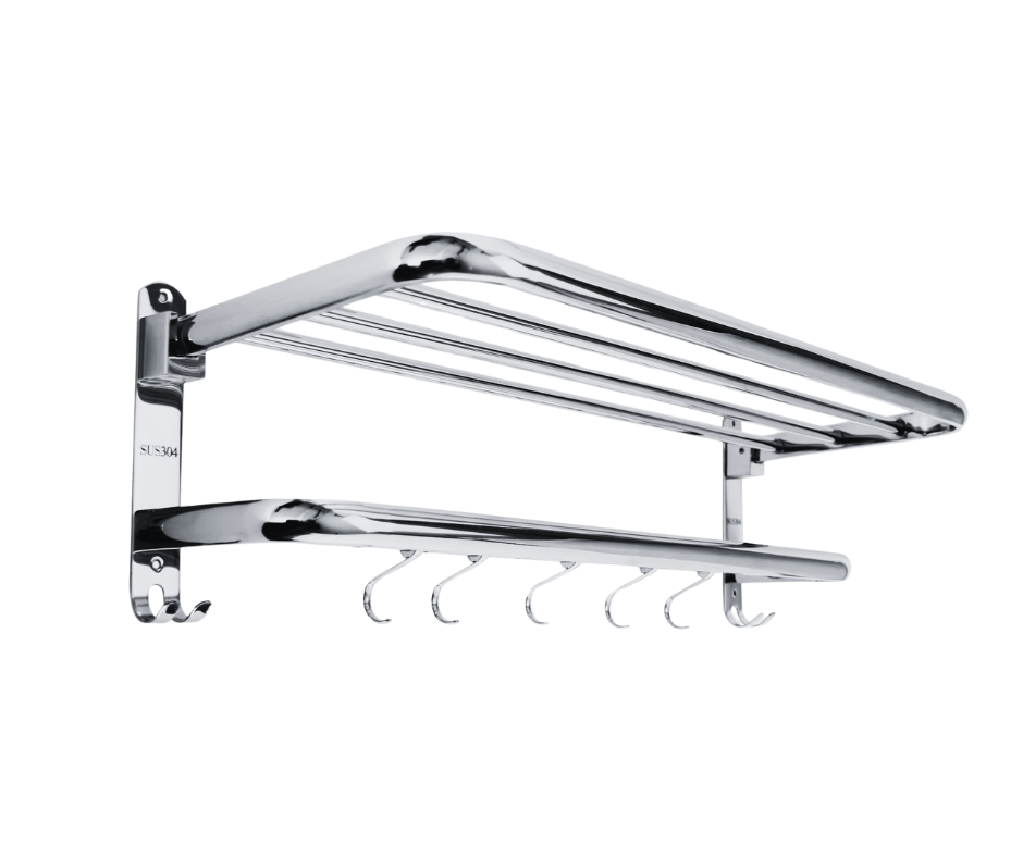 حامل بشكير قابل للطي استالس 304 مستورد كروم GC047