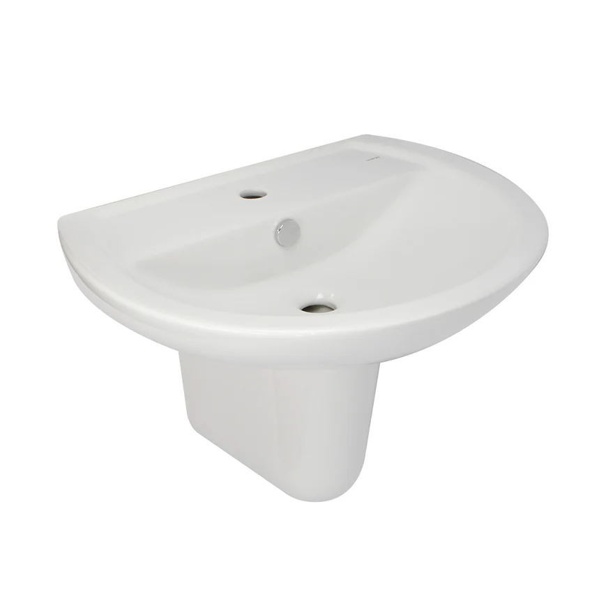 حوض فلورا 60 سم بعامود معلق ابيض من سانيبيور