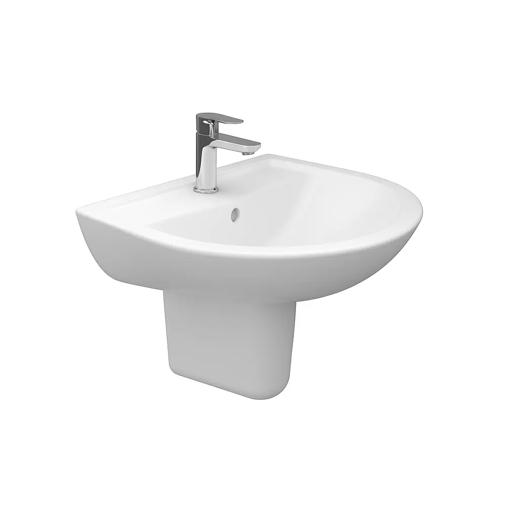 حوض روزيتا 55 سم بعامود معلق ابيض من سانيبيور