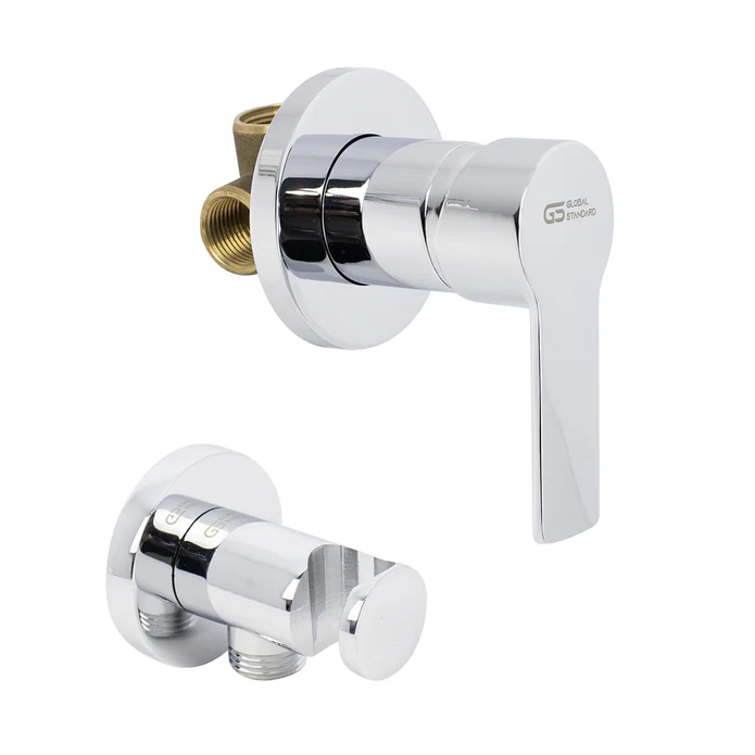 خلاط دفن شامل الوش والجسم 1 مخرج مع علاقة بالمخرج نحاس كروم GS3801-CP من جلوبال ستاندرد