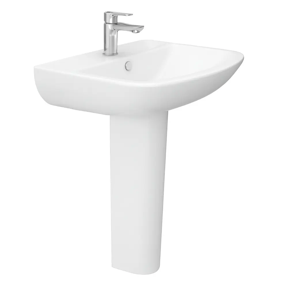 حوض ليبرا 60 سم بالعامود ابيض من سانيبيور