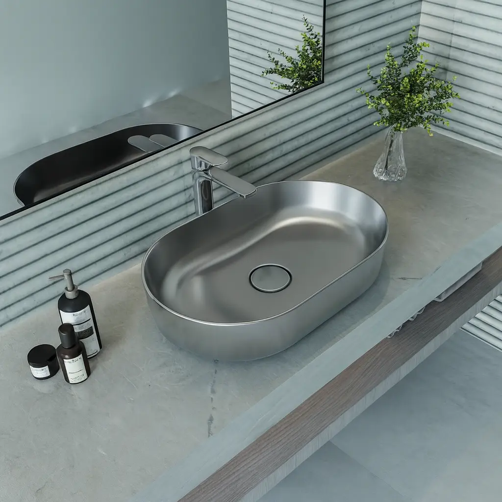 حوض تايتن 60 سم فوق الرخامة كروم لامع من سانيبيور