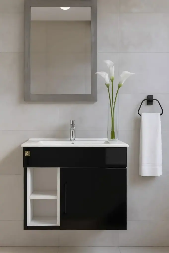 وحدة موبيليا بورديوم 60 سم اسود D602 بحوض مستورد