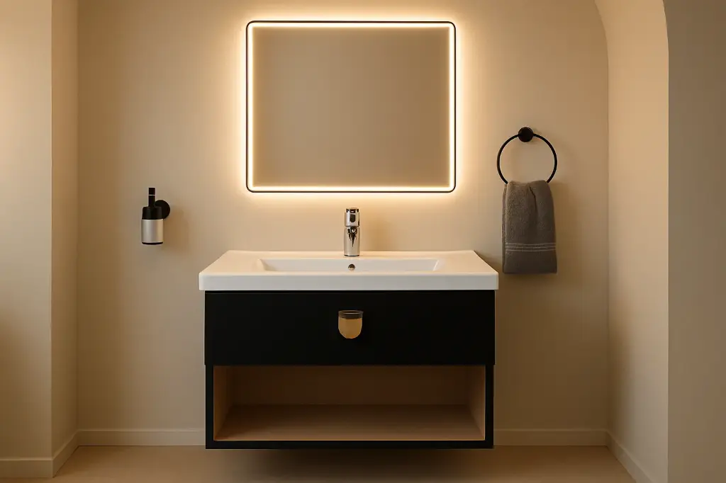 وحدة موبيليا بورديوم 80 سم اسود D804 بحوض مستورد