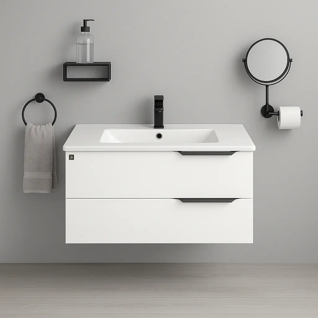 وحدة موبيليا بورديوم 80 سم ابيض D805 بحوض مستورد