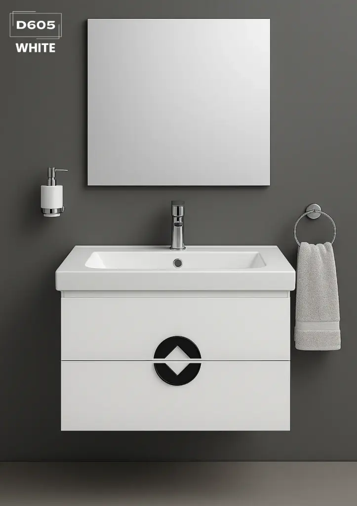 وحدة موبيليا بورديوم 60 سم ابيض D605 بحوض مستورد