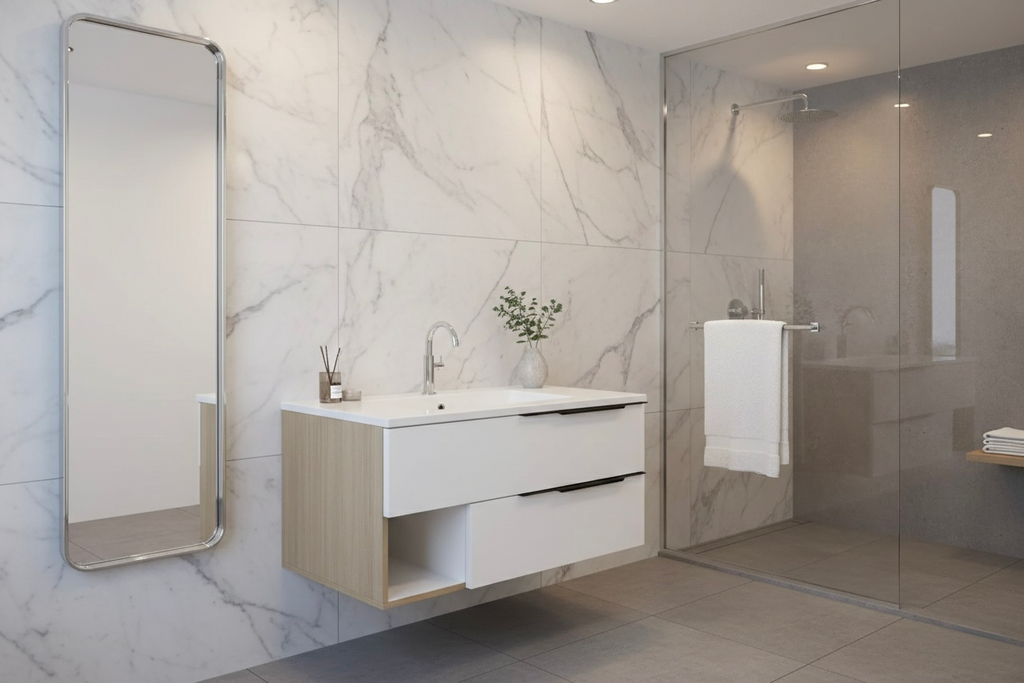 وحدة موبيليا بورديوم 80 سم ابيض D811 بحوض مستورد