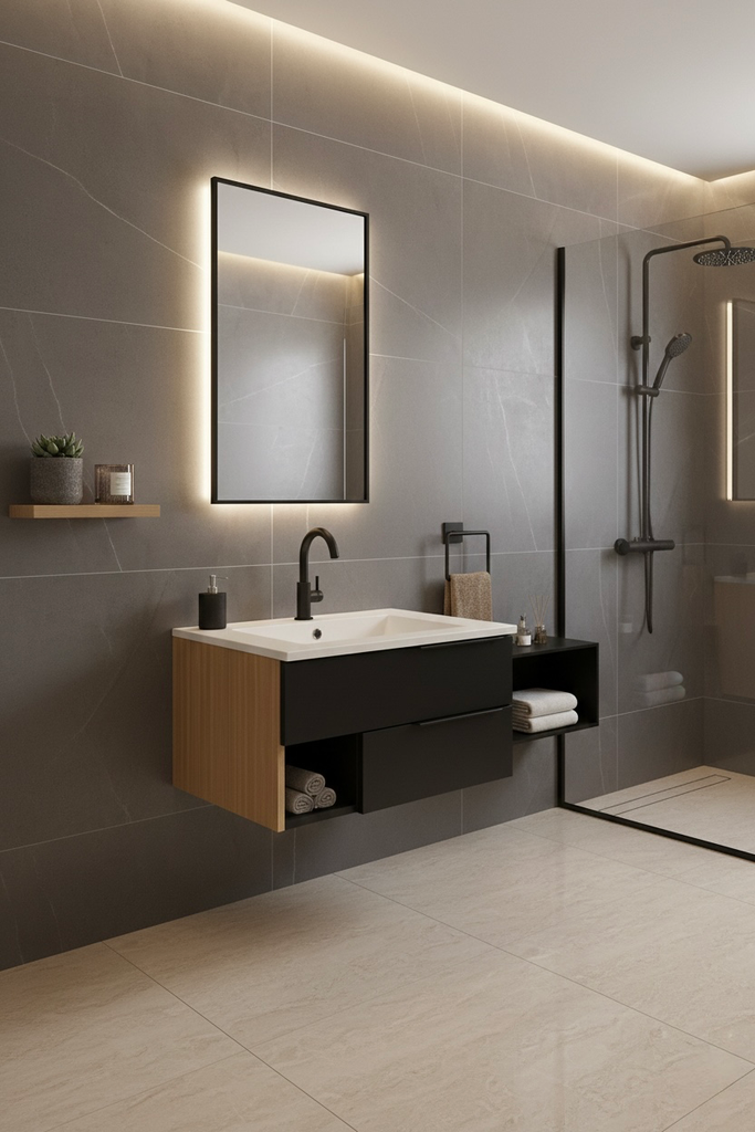 وحدة موبيليا بورديوم 80 سم اسود D811 بحوض مستورد