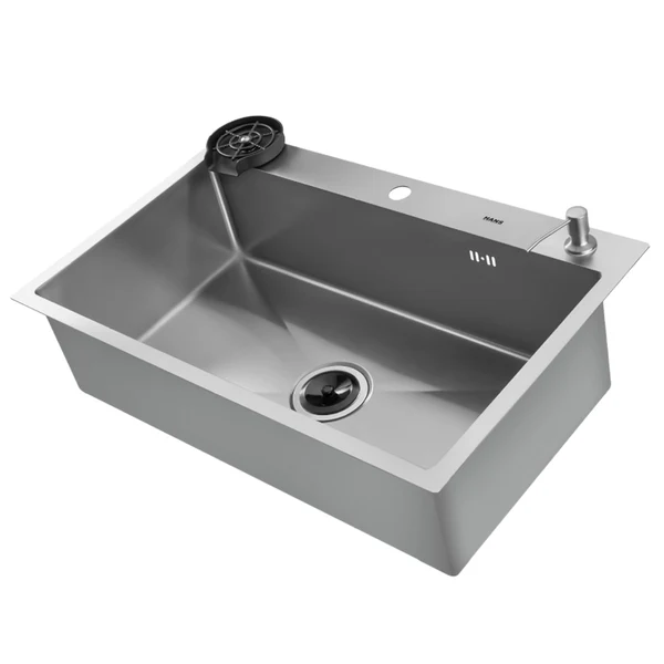 حلة مطبخ هاند ميد 77x48 سم كوري بالخلاط والمشتملات كروم من هانز