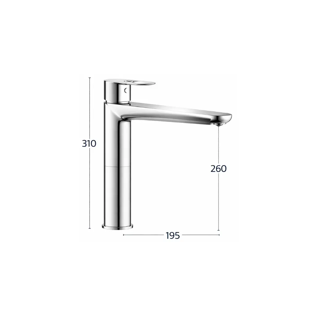 خلاط حوض طويل يد واحدة بالڤيداچ - ضغط - مشط 195 مم ميلو كروم MIL-00803 من جواد 