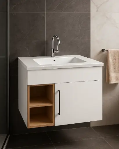 [دارك] وحدة موبيليا بورديوم 60 سم ابيض D602 بحوض مستورد