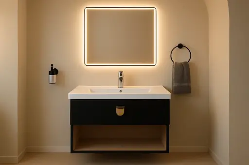 [دارك] وحدة موبيليا بورديوم 80 سم اسود D804 بحوض مستورد