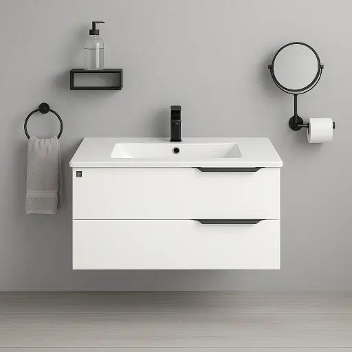 [دارك] وحدة موبيليا بورديوم 80 سم ابيض D805 بحوض مستورد