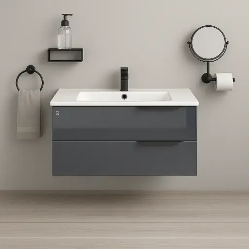 [دارك] وحدة موبيليا بورديوم 80 سم انتراسيد D805 بحوض مستورد