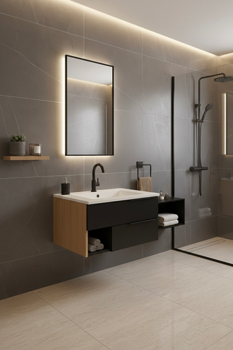 [دارك] وحدة موبيليا بورديوم 80 سم اسود D811 بحوض مستورد