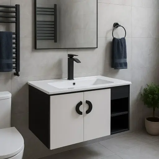 [دارك] وحدة موبيليا بورديوم 80 سم لاتيه D812 بحوض مستورد ابيض