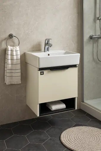 [دارك] وحدة موبيليا بورديوم 45 سم لاتيه D415 بحوض هانز جروهي