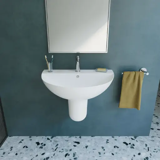 [سانيبيور] حوض تايتن 70 سم بعامود معلق ابيض من سانيبيور