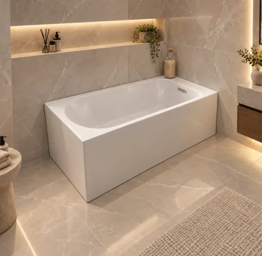 بانيو ايمليا 2 جانب يمين 70×170 ابيض من ديورافيت