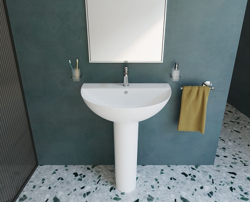 [سانيبيور] حوض تايتن 70 سم بعامود كامل ابيض من سانيبيور