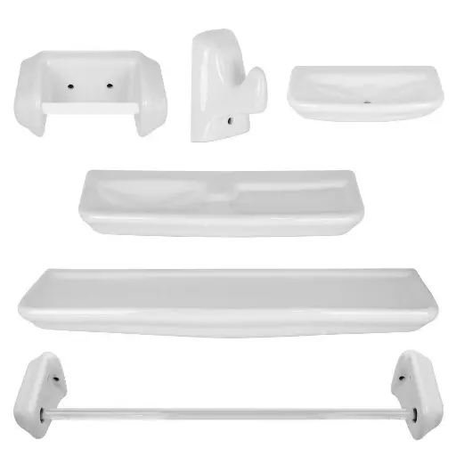 [بورسلينا] طقم اكسسوار 6 قطع كامل ابيض من بورسلينا