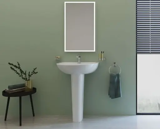 [سانيبيور] حوض روزيتا 55 سم بعامود كامل ابيض من سانيبيور