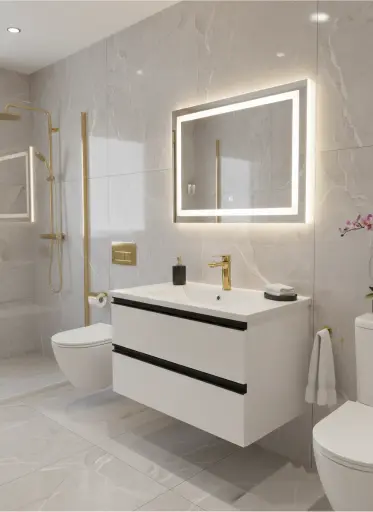 [بيرويا] وحدة موبيليا 8005 وايت بحوض ابيض مستورد