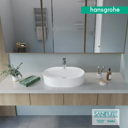 [هانز جروهي] حوض اوبن تايد U اوفر توب 60x45 سم ابيض من هانزجروهي