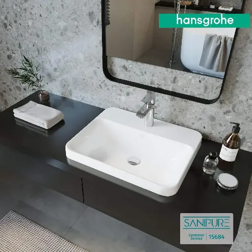 [هانز جروهي] حوض اوبن تايد Q كونترتوب 55x45 سم ابيض من هانزجروهي