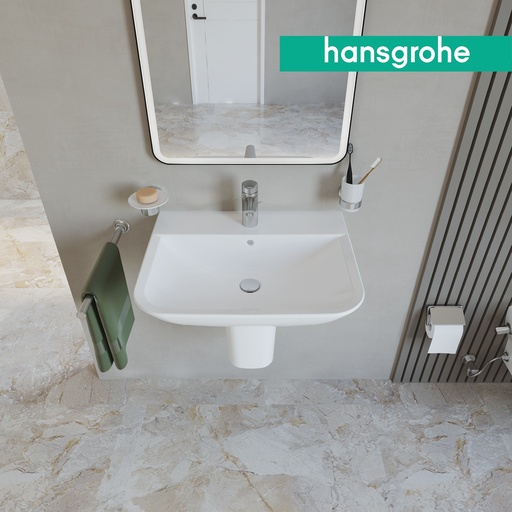 [هانز جروهي] حوض جريك تايد Q بعامود معلق 60x49 سم ابيض من هانزجروهي