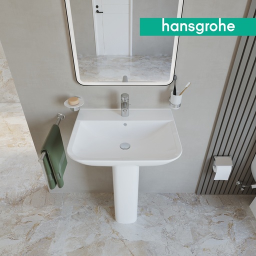 [هانز جروهي] حوض جريك تايد Q بالعامود 60x49 سم ابيض من هانزجروهي