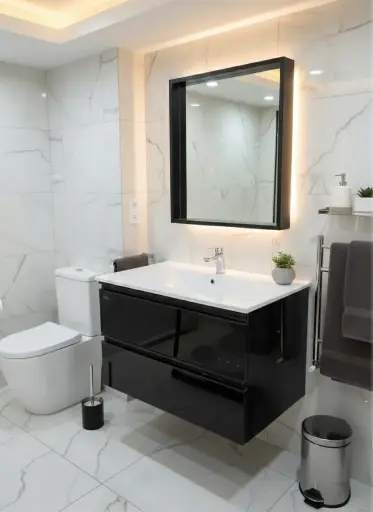 [بيرويا] وحدة موبيليا 8005 بلاك بحوض ابيض مستورد