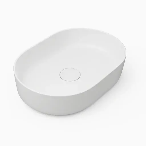 [سانيبيور] حوض تايتن 60 سم بيضاوي فوق سطح افقي ابيض من سانيبيور