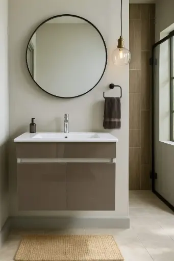 [بيرويا] وحدة موبيليا 6001 لايت براون بحوض ابيض مستورد