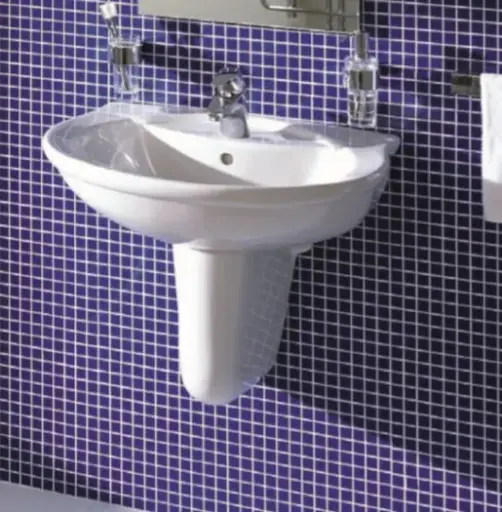 [ايديال ستاندرد] حوض سان ريمو 45 سم بعامود معلق ابيض من ايديال ستاندرد