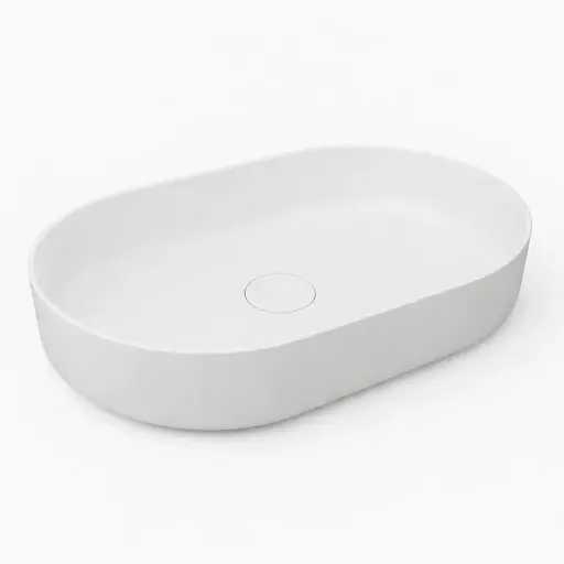 [سانيبيور] حوض تايتن 80 سم بيضاوي فوق سطح افقي ابيض من سانيبيور