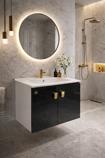 [دارك] وحدة موبيليا بورديوم 60 سم اسود D601 بحوض مستورد