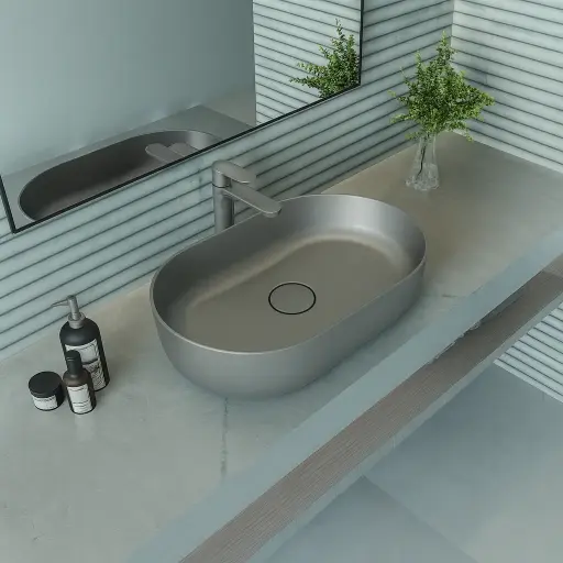 [سانيبيور] حوض تايتن 60 سم فوق الرخامة كروم مط من سانيبيور